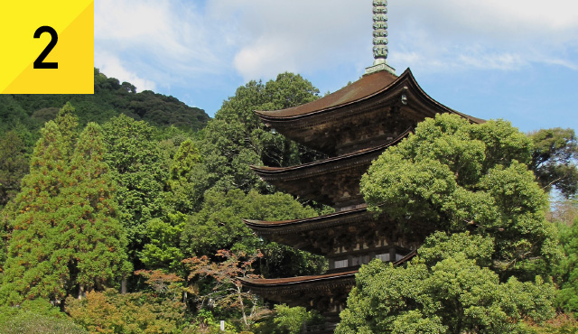 Kozan Park, the five-storied pagoda of Rurikoji Temple (designated a national treasure)