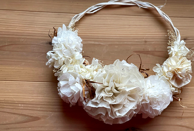Craft-making experience using traditional hiwada cypress bark