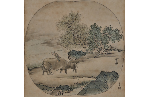 雪舟 等楊《牧牛図(牧童)》室町時代 15世紀 紙本墨画淡彩 重要文化財